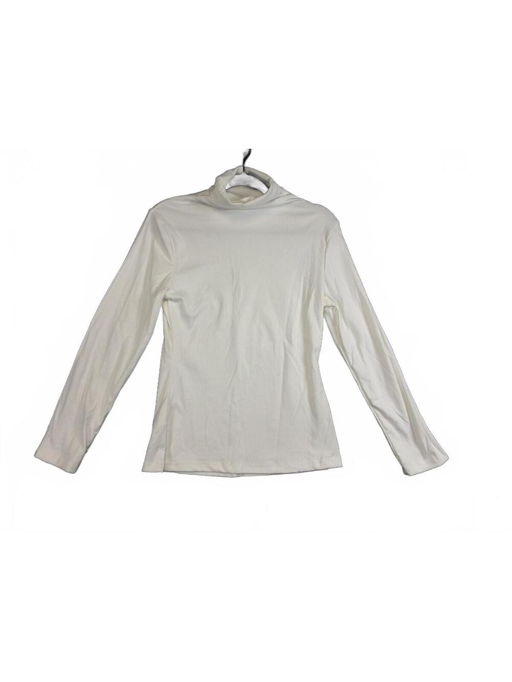 Elegant Cream Long Sleeve Turtleneck Top - Medium